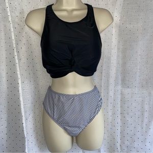 Black and with 2-piece bikini set